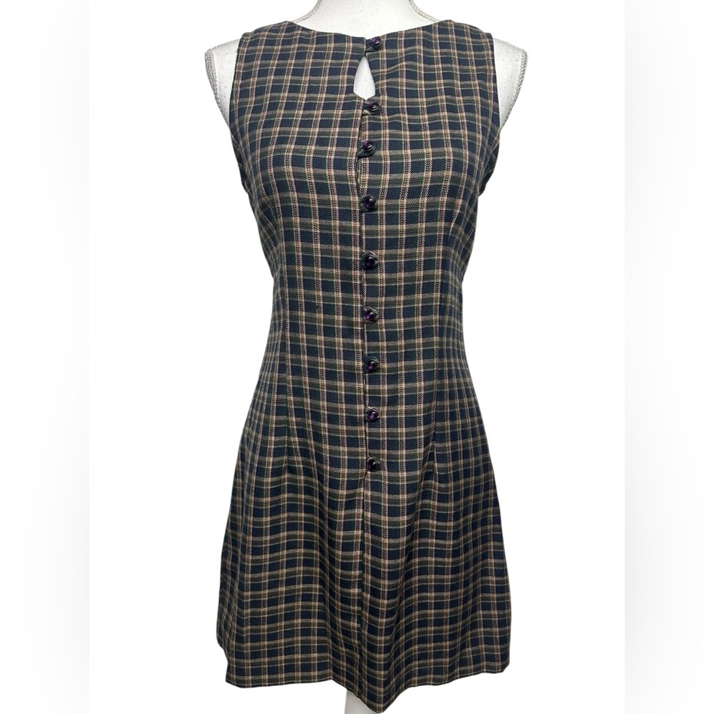 BYER TOO! / Navy Blue Plaid 90’s Ginger Mini Dress / Size 7